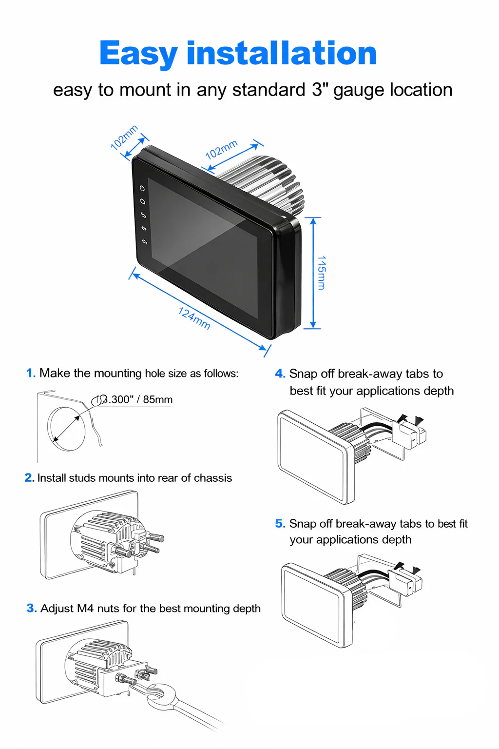 CJ INDUSTRIES 8” Waterproof Marine CarPlay & Android Auto Touchscreen Radio | Bluetooth Boat / Caravan Stereo | AM/FM | RCA Outputs - Image 6