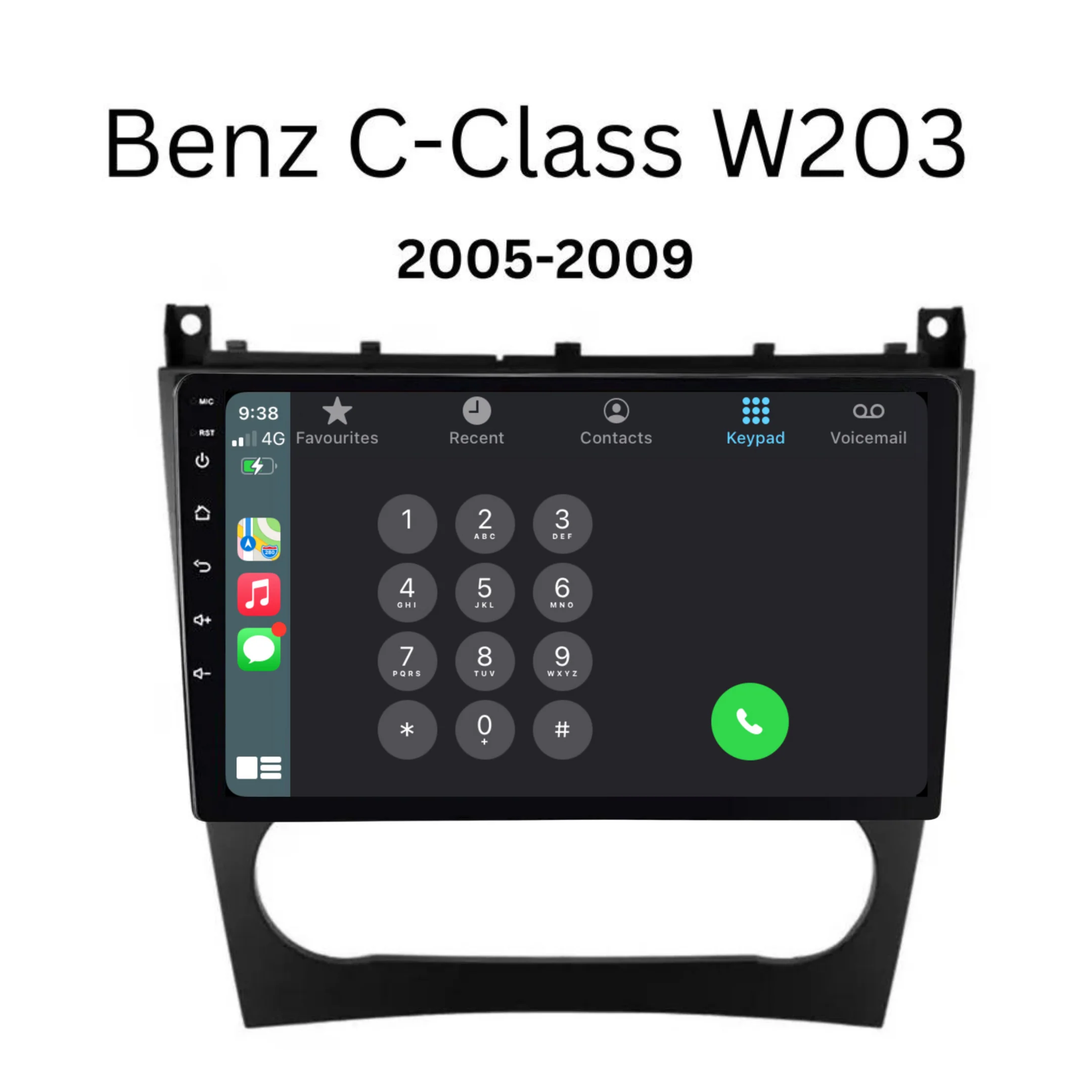 Mercedes Benz C-Class / W203 (2005-2009) Plug & Play Head Unit Upgrade Kit: Car Radio with Wireless & Wired Apple CarPlay & Android Auto - Image 3