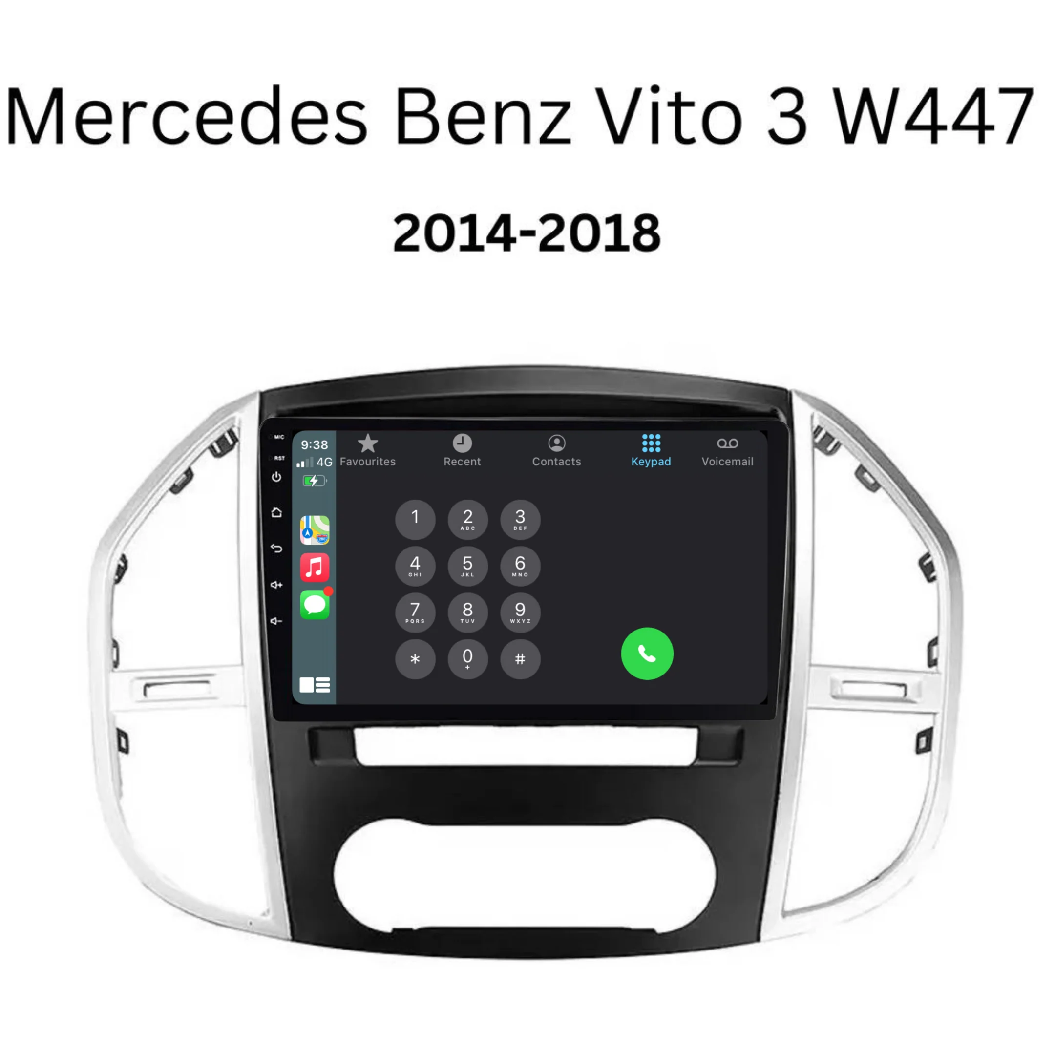 Mercedes Benz Vito/W447 (2014-2018) Plug & Play Head Unit Upgrade Kit: Car Radio with Wireless & Wired Apple CarPlay & Android Auto - Image 3