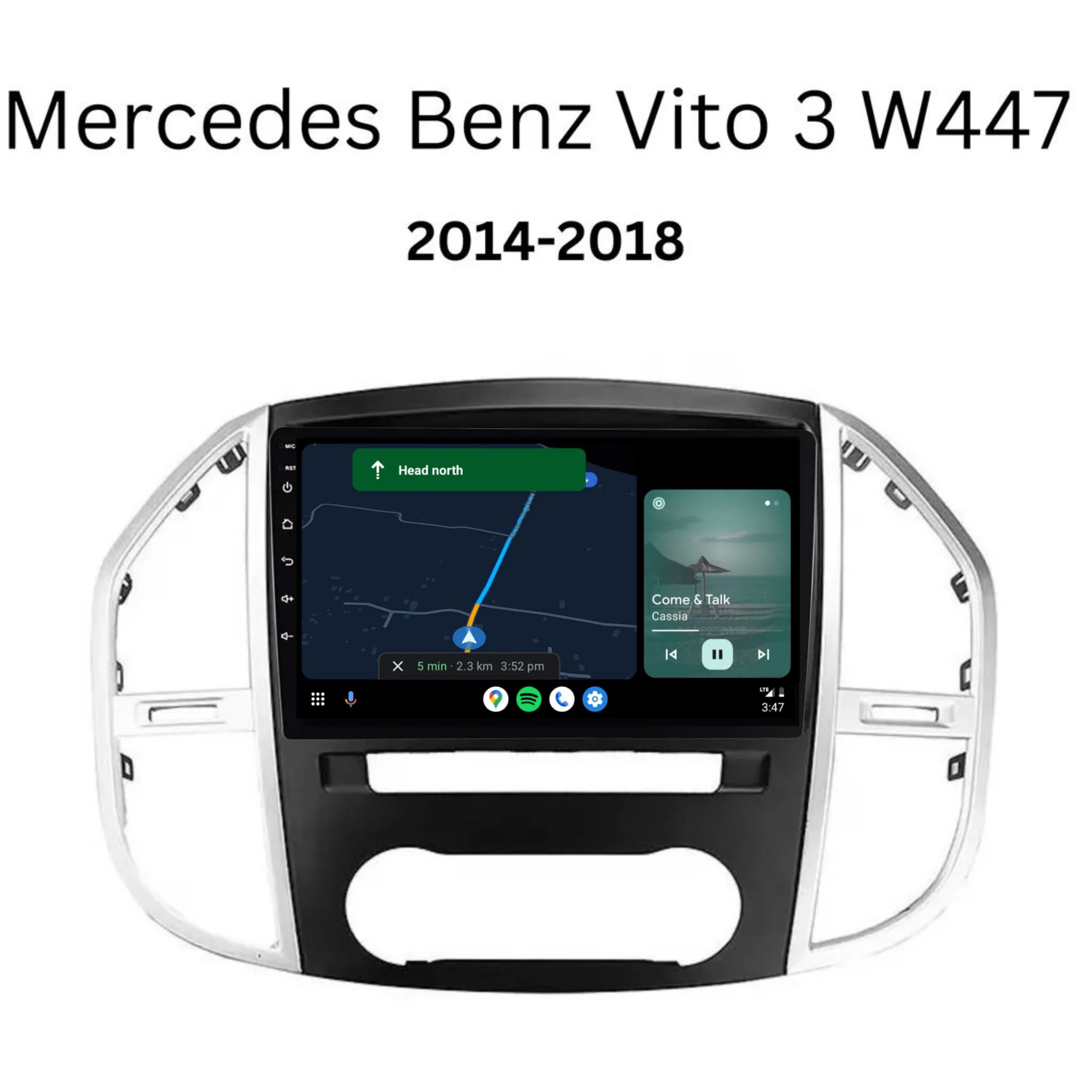 Mercedes Benz Vito/W447 (2014-2018) Plug & Play Head Unit Upgrade Kit: Car Radio with Wireless & Wired Apple CarPlay & Android Auto - Image 4