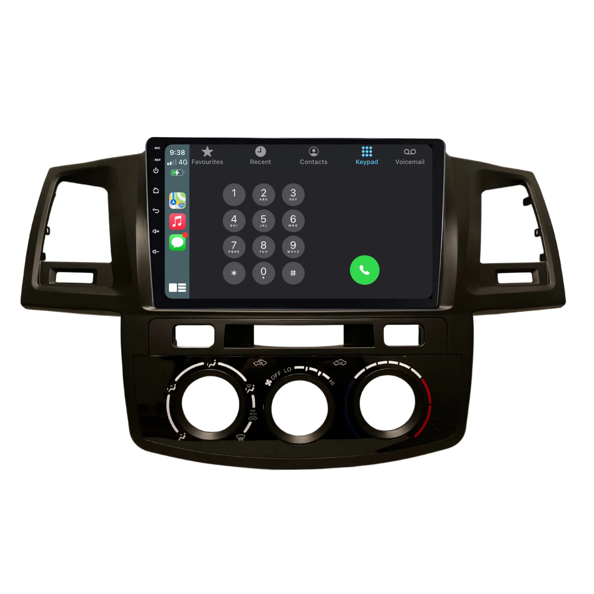 Toyota Hilux / N70 Manual AC - matte black (2005-2014) Plug & Play Head Unit Upgrade Kit: Car Radio with Wireless & Wired Apple CarPlay & Android Auto - Image 3